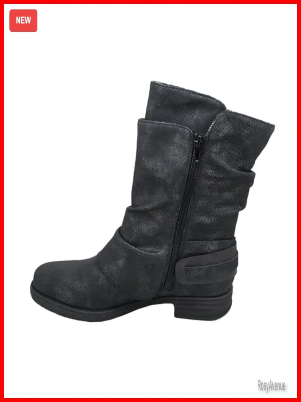 Synthetic Keto Mid-Calf Snow Boot with Zip and Buckle